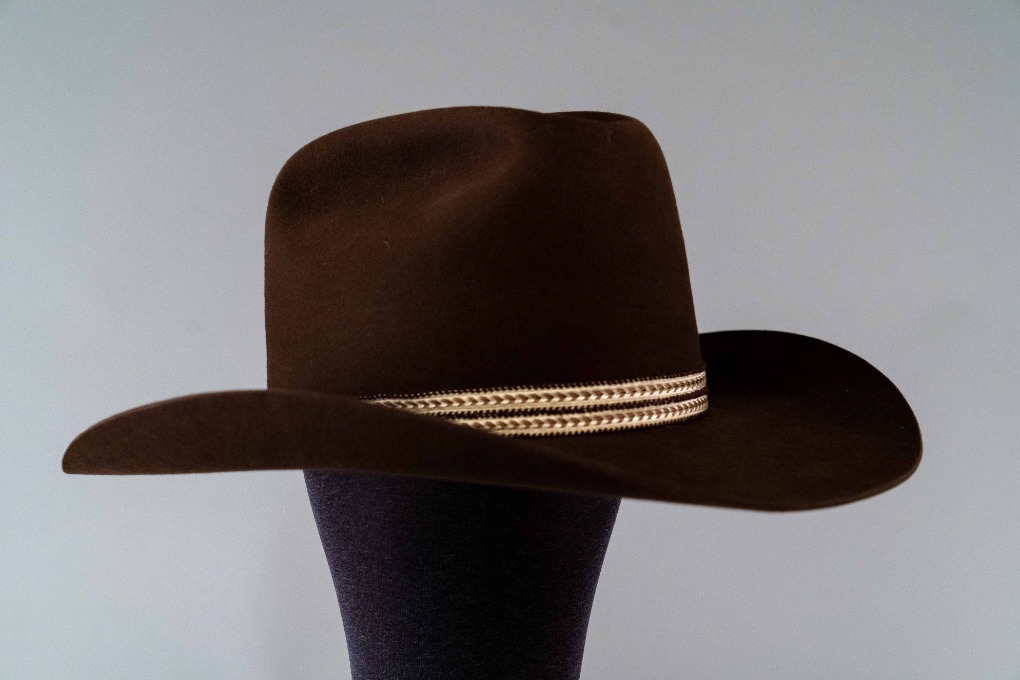 Photo of Dark Brown Beaver Felt Cowboy Hat with Feathers